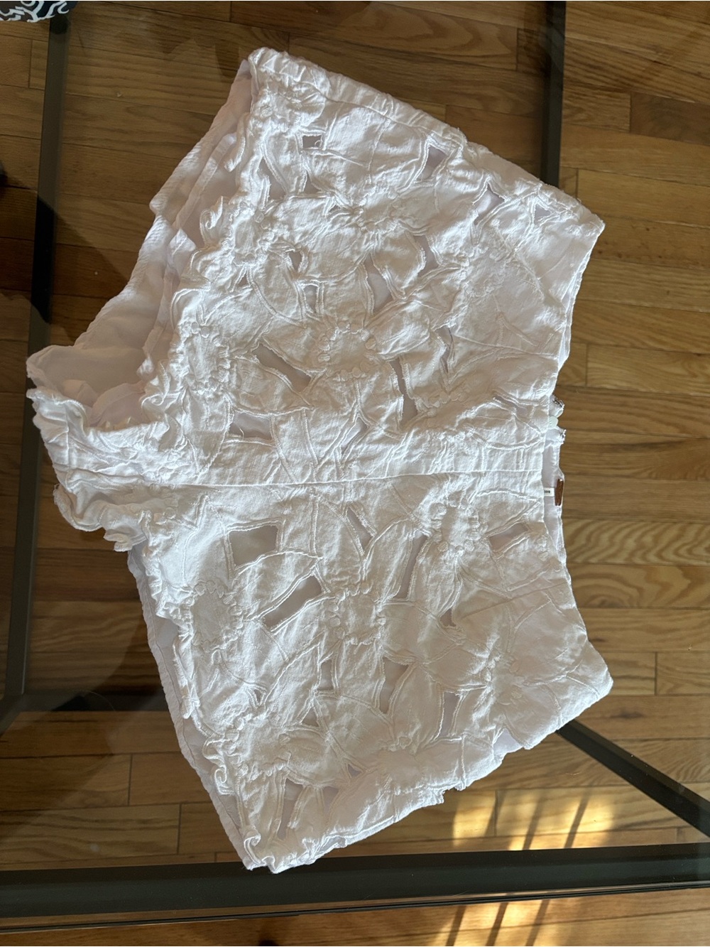 Free People White Eyelet Lace Scalloped Shorts Sz S